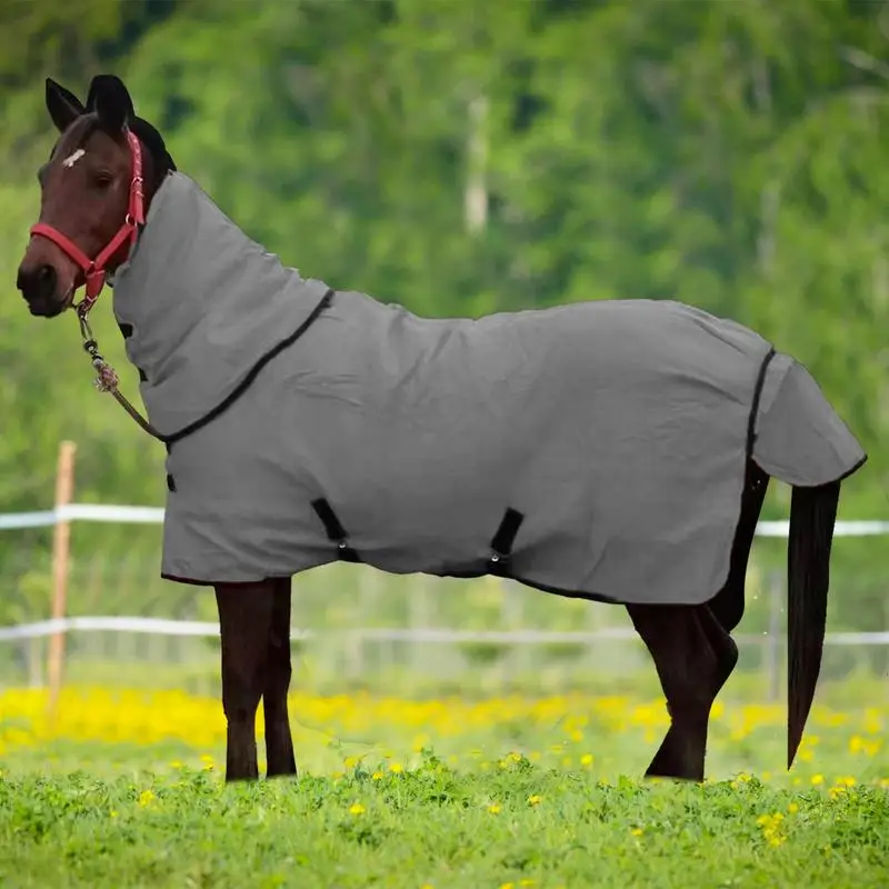 Waterproof Horse Blanket Warm Waterproof Horse Sheet Winter Horse Sheet Turnout Horse Protection With Neck Cover Cotton Filling 3
