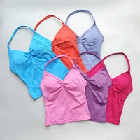 NO LOGO Women's Longline Strappy Backless Gym Top Scrunch Workout Open Back Bra Tank Top for Running Yoga Shirt