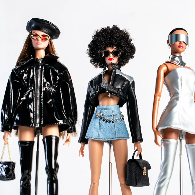 30cm Doll Clothe Accessories Fashion Futuristic Retro-Modern Jacket/Shirt/Glasses Cool Girl DIY Dress Up For 1/6 Supermodel Doll