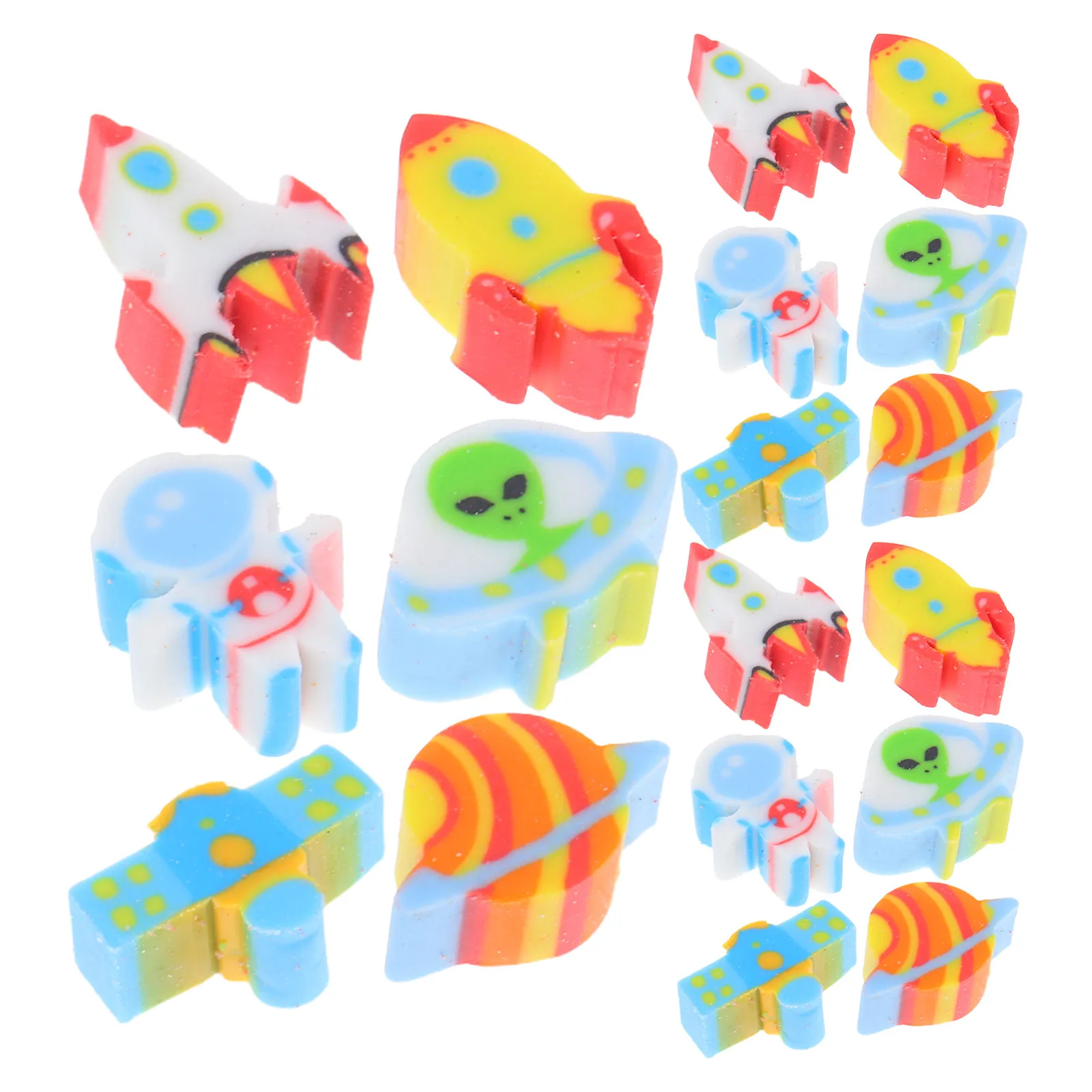 300Pcs 우주 지우개 교실 파티 선물용 미니 귀여운 우주 비행사 지우개 참신한 학교 용품 그림 수정