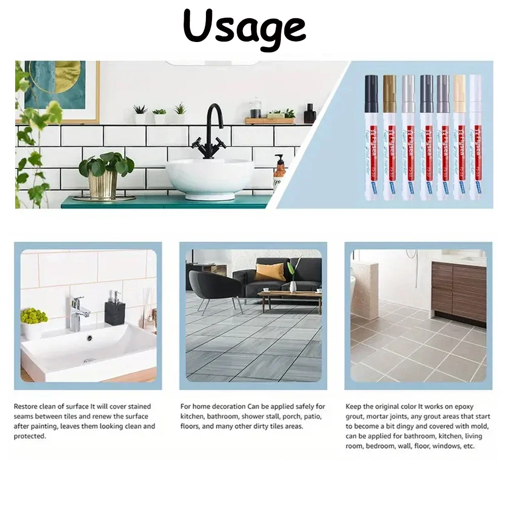 10 Colors 1/2/4/10Pcs Floor Tile Marker Pen Wall Grout Pen Waterproof for Ceramic Kitchen Bathroom Seam Paint Gap Repair Tools