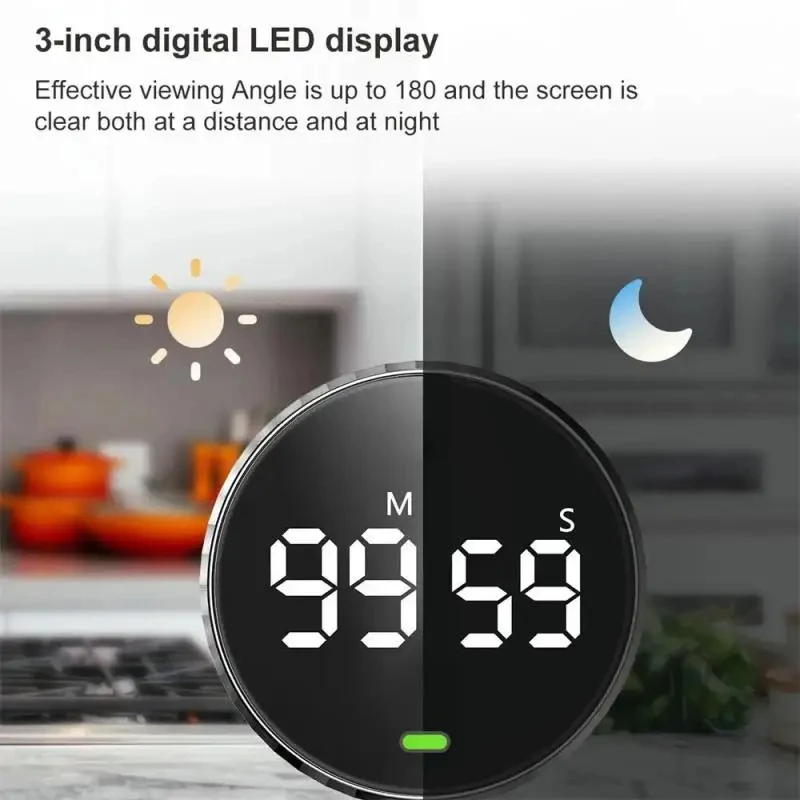 Magnetic Stopwatch LED Digital Display Timer Rotating Design