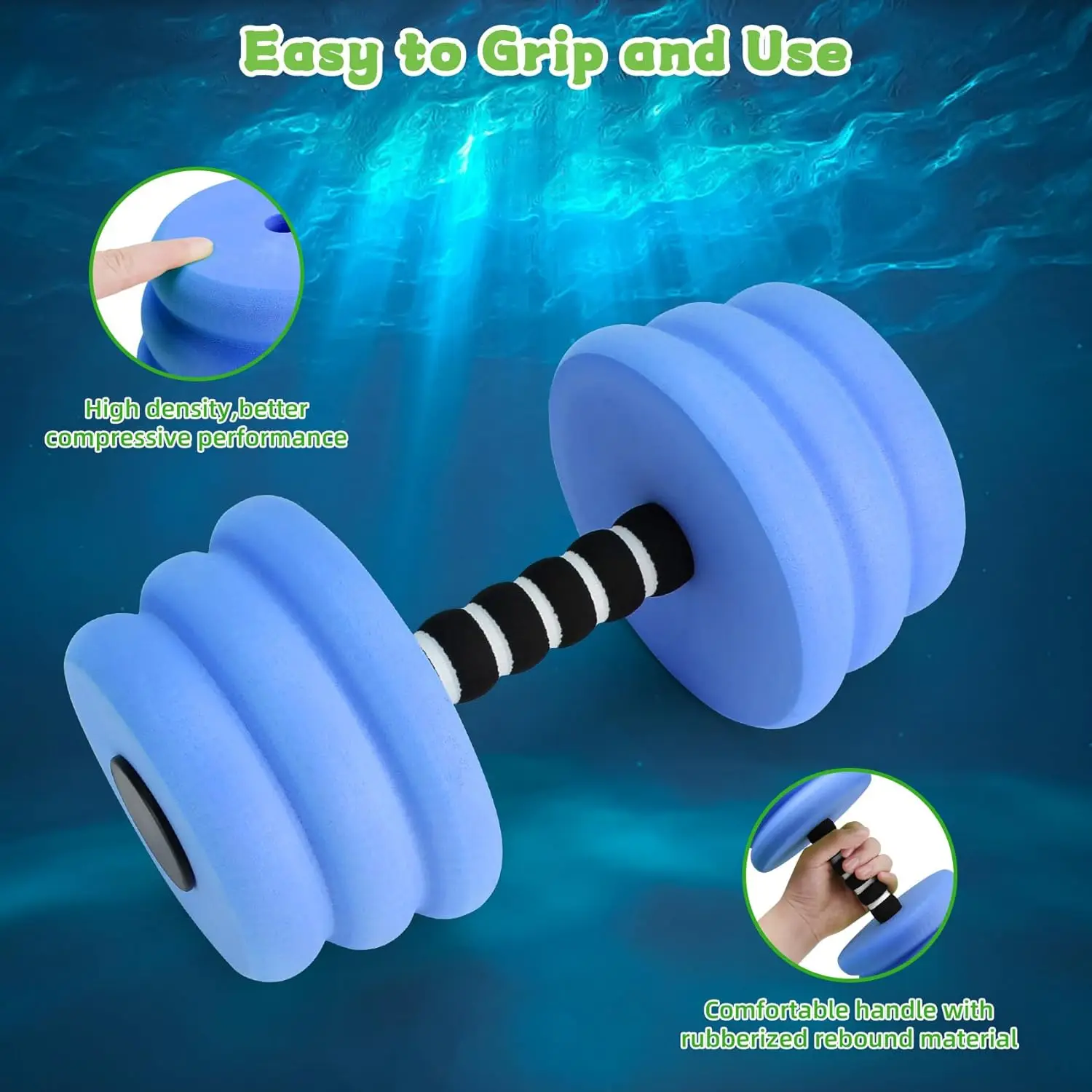 EVA Floating Dumbbell 1pc Water Sports Strength Training Foam Dumbbell Universal Summer Swimming Diving Assistance Equipment