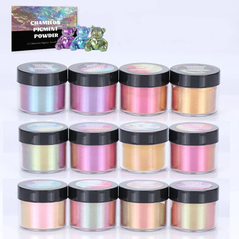 

Color Shift Pigment Powder 12 Colors Pearl Mica Powder Epoxy Resin Dye for Resin Jewelry Art Tumbler Making DIY Slime