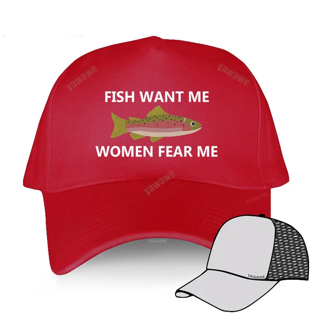 White Baseball Cap Hat Fish Women 
