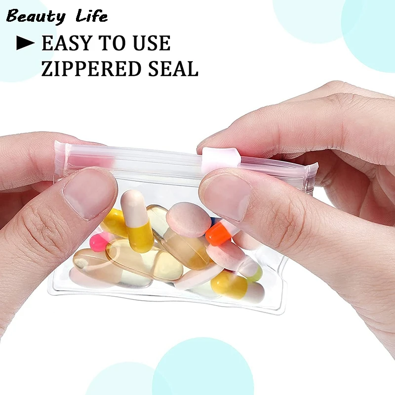 Sacchetti per pillole da 5 pezzi sacchetti per pillole con cerniera sacchetti per pillole trasparenti riutilizzabili contenitori per medicinali da viaggio autosigillanti - immagine 4