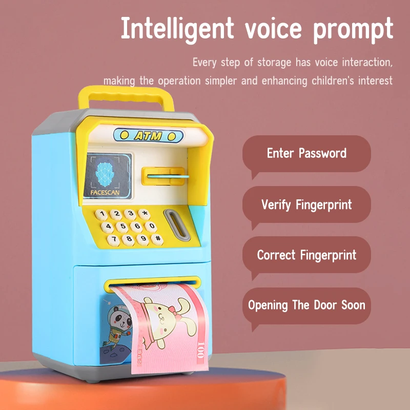 New ATM Machine Safe Box Money Bank ATM Music Coin Box Cartoon Bank With Face Unlock kids toy - Image 6