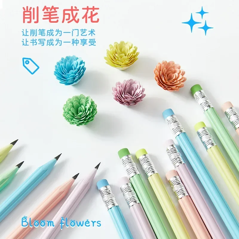 Hand account petal pen holder HB pencil Zhenglin Macaron color resin pencil petal shaped flower shaped pen holder for engraving 5