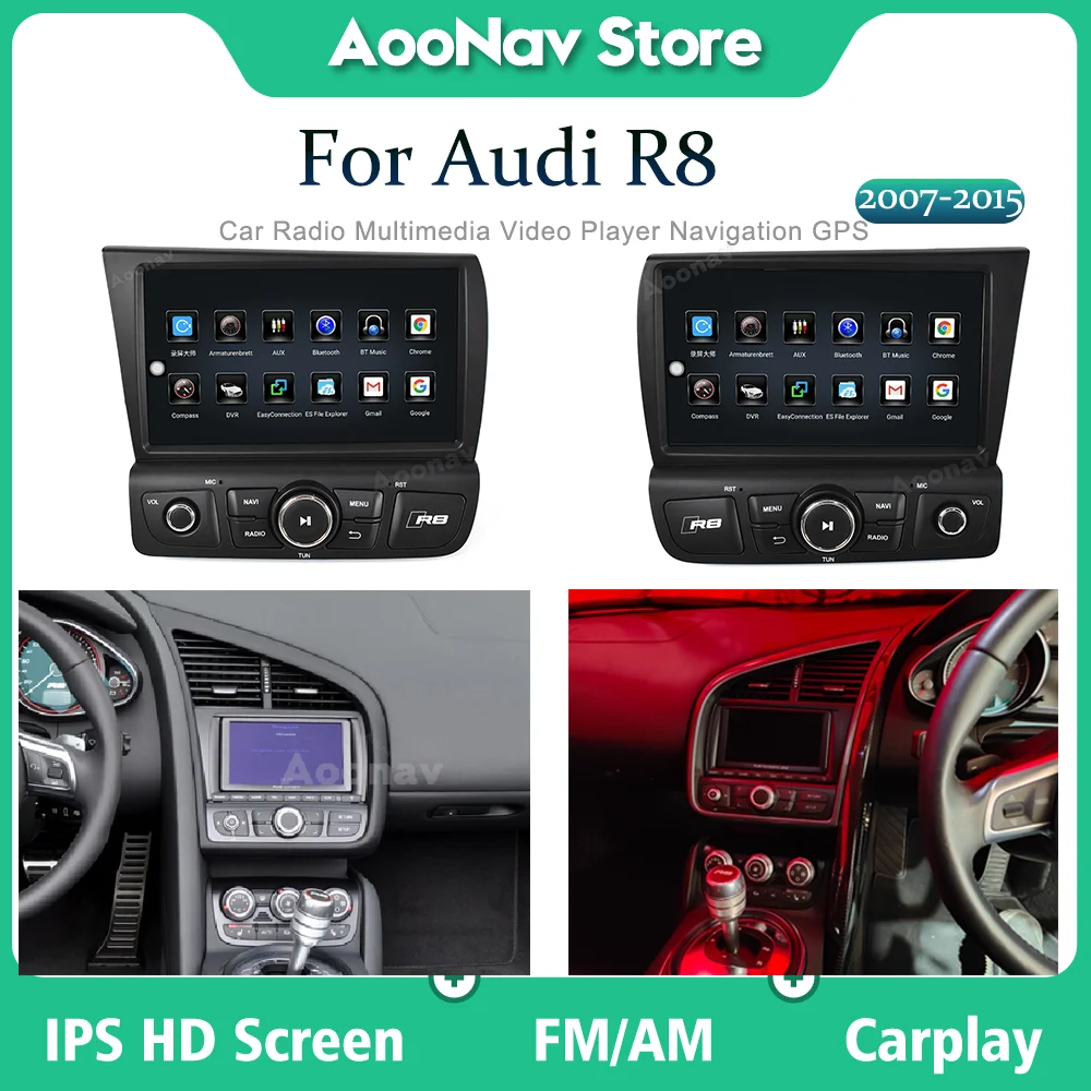 

Touch Screen GPS Navigation Car Radio Player For Audi R8 2007 2008 2009 2015 128G Multimedia Android System Stereo head unit