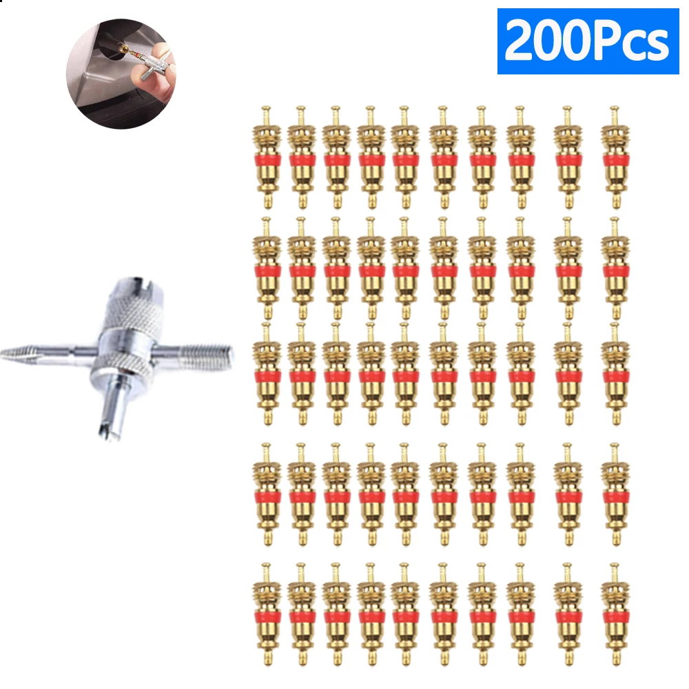 Valve Core motorcycle tire valve stems tire valve removal tools tire valve stems motorcycle tire valve 1/10/100/200Pcs Car Bike Motorcycle Copper Valve Core with 4-in-1 Tire Tyre Valve Stem Removal Tool Tire Cleaning Repair Tool