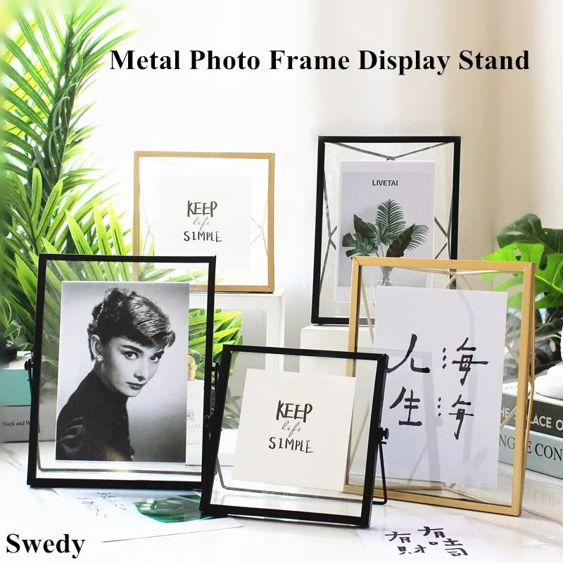 4 Inch Metal Photo Picture Frame Wedding Table Menu Card Paper Holder Tabletop Glass Sign Holder Display Stand