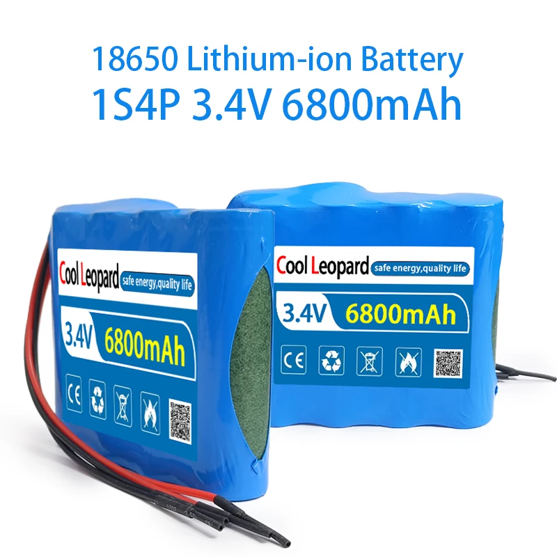 

18650 1S4P 3.7V 6800mAh Lithium Battery Pack For Fishing LED Light Bluetooth Speaker Emergency Battery DIY Welding Silicone Wire