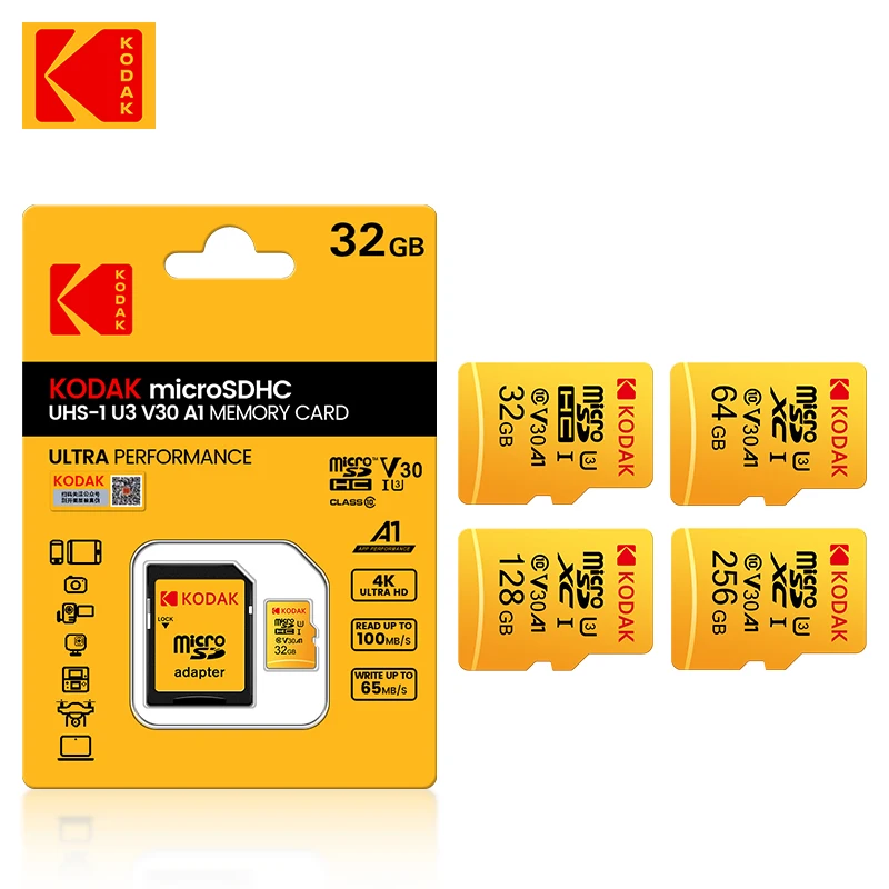 오리지널 KODAK 메모리 카드, 32GB, 64GB, 128GB, 256GB, U3,..