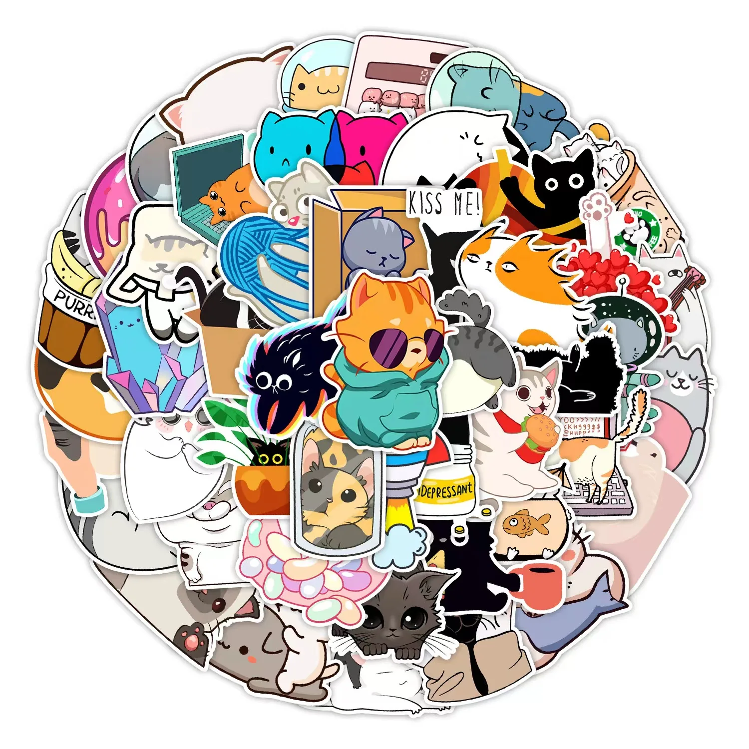 Nuovi Adesivi Per Gatti 2024 200 Fogli Per Telefono Cellulare Tazza D'Acqua Computer Laptop Decorazione Di Cancelleria Adesivi Per Gatti Carini Imperm