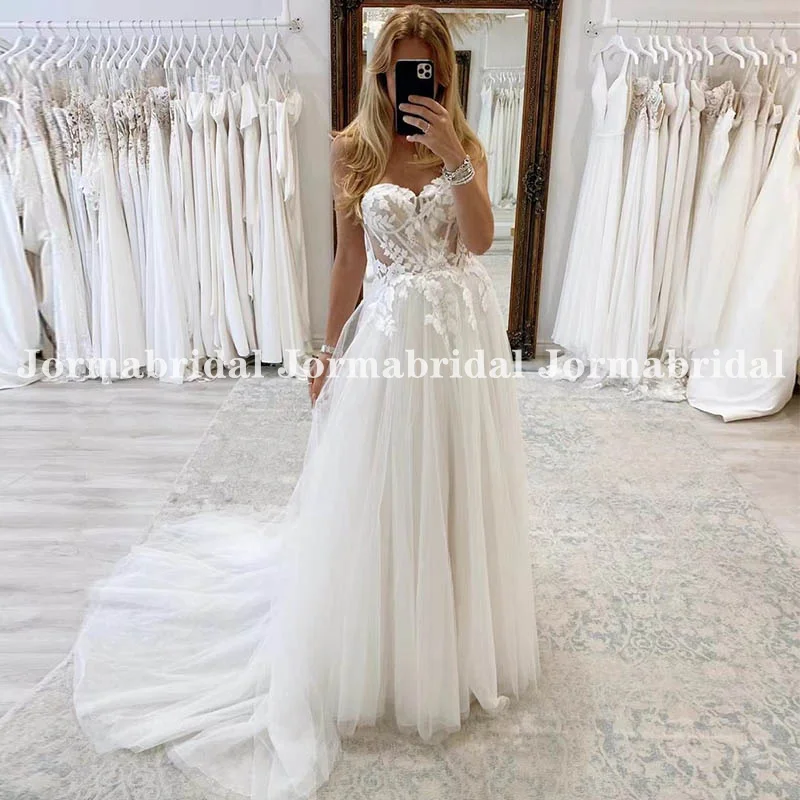 

Женское свадебное платье с открытыми плечами, легкое платье в стиле бохо с блестками, вырезом сердечком и декоративными пуговицами на спине