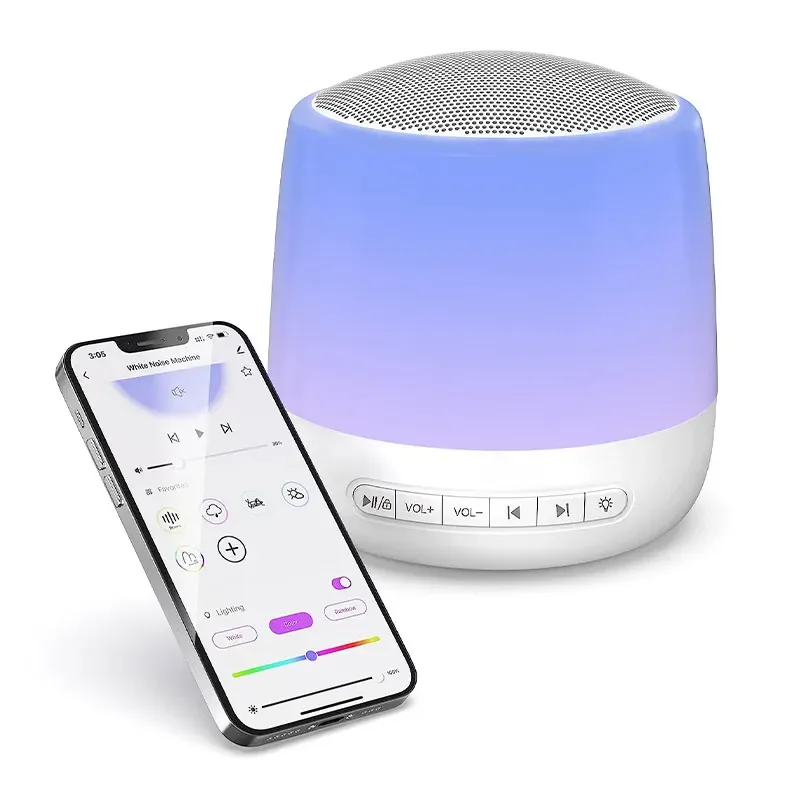 Baby Sound Machine White Noise Machine With Night Light 28 Soothing Sounds 32 Volume Levels Timer & Memory Function Night Light