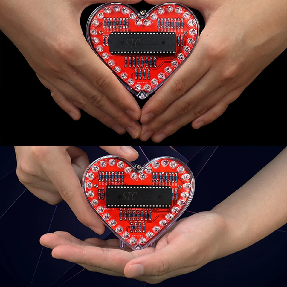DIY Kit Heart Shape Breathing Lamp Kit DC 4V-6V Breathing LED Suite Red White Blue Green DIY Electronic Production For Learning, Red Pack Of 2
