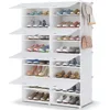 8 Tier Shoe Storage Cabinet 32 Pair Plastic Shoe Shelves Organizer for Closet Hallway Bedroom Entrywa, Shoes Cabinets 2