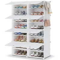 8 Tier Shoe Storage Cabinet 32 Pair Plastic Shoe Shelves Organizer for Closet Hallway Bedroom Entrywa, Shoes Cabinets 2