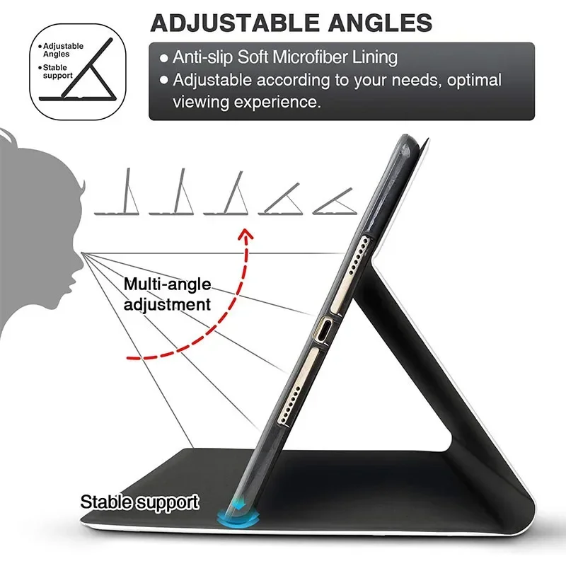 Custodia Compatibile con iPad 10.2 Pollici (9a/8a/7a Generazione, 2021/2020/2019) / iPad Air 10.5 2019 / iPad Pro 10.5 2017 con Portapenne, Chiaro Antiurto, 6-in-1 Supporto, Nero