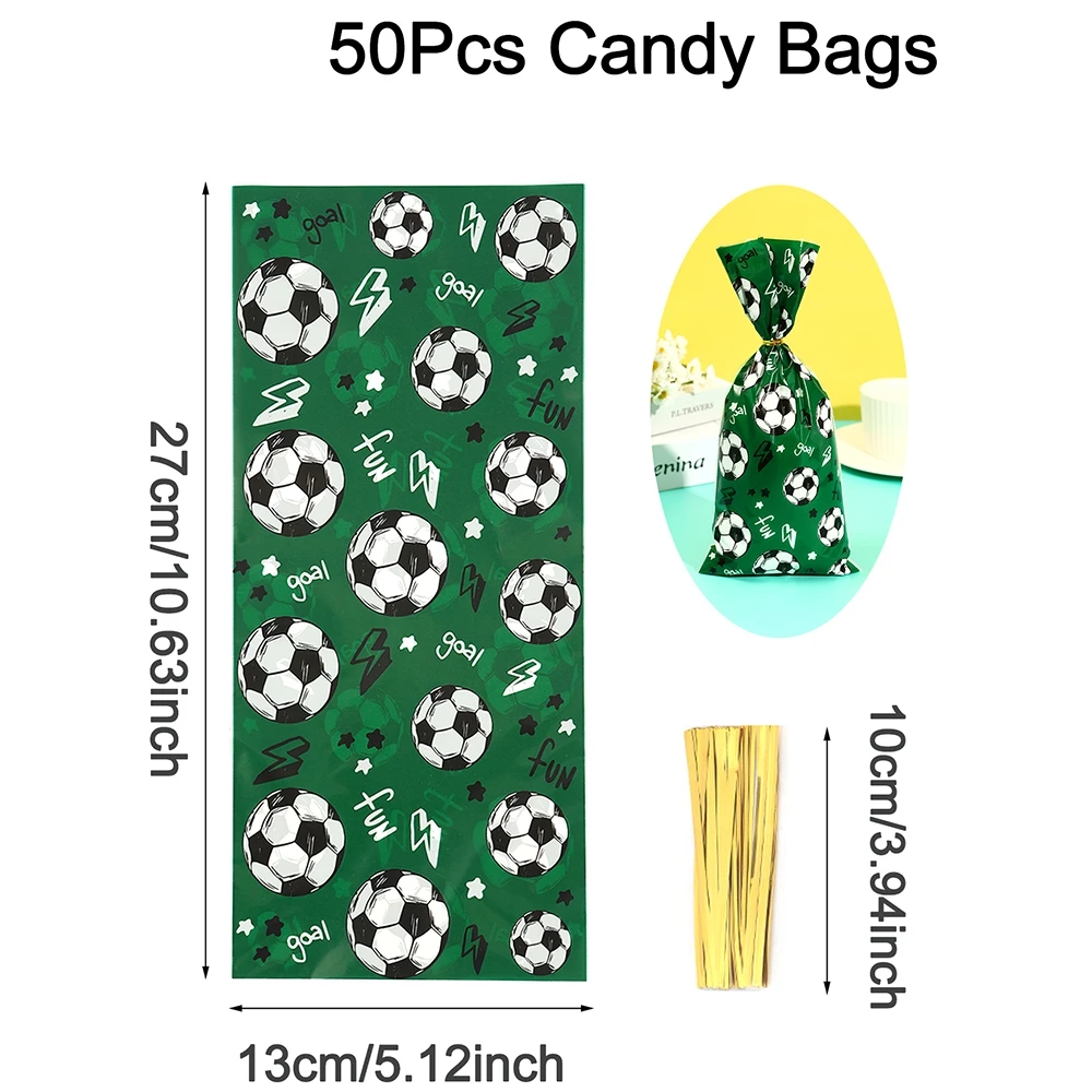 25/50 Stück Fußball-Themen-Geschenktüten Fußball-Süßigkeitentüten Kekstüten Fans-Partytüten für die Dekoration der ersten Geburtstagsfeier – Detail 7