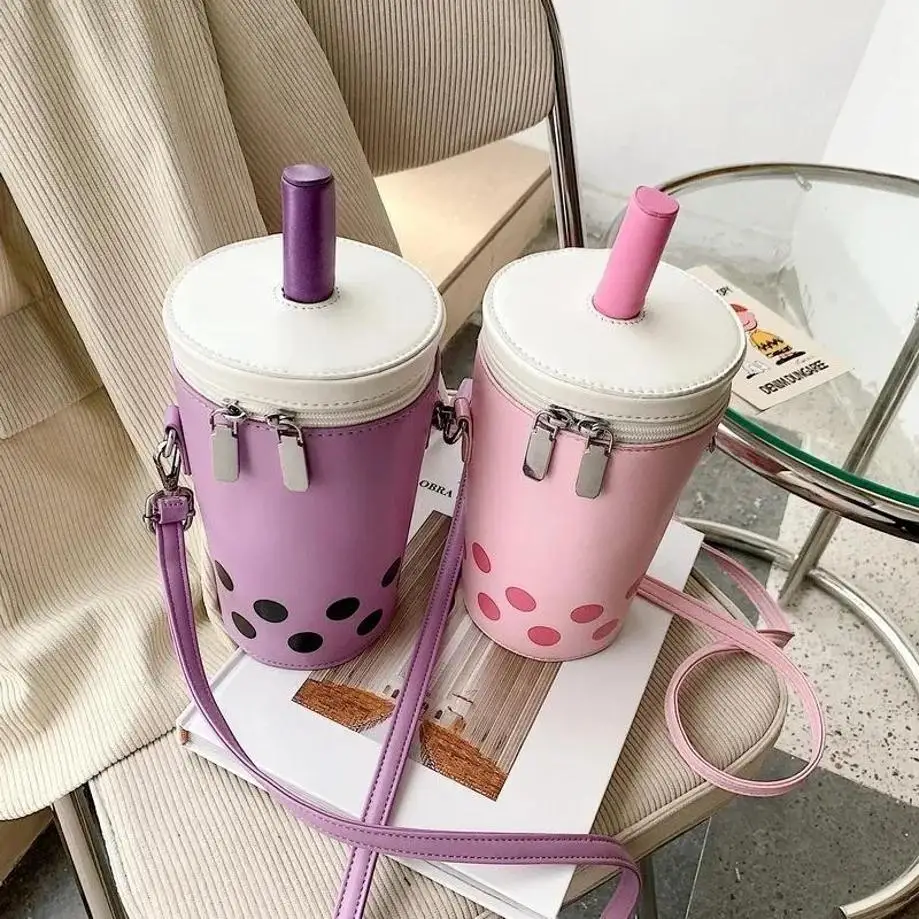 1 Pcs Milk Tea Cup Personalized Bag Women's Single Shoulder Crossbody Trendy New Spring Hot Korean Fresh Water Bucket Bag
