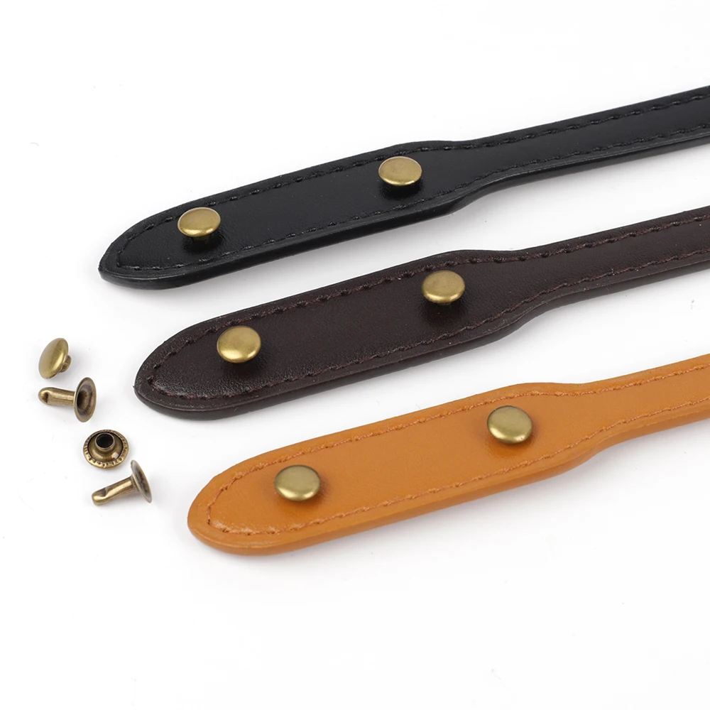 2Pcs Leather Bag Handle Straps Detachable DIY Handbag Replacement Shoulder Strap Short Bags Belt with Rivets Accessories 72cm