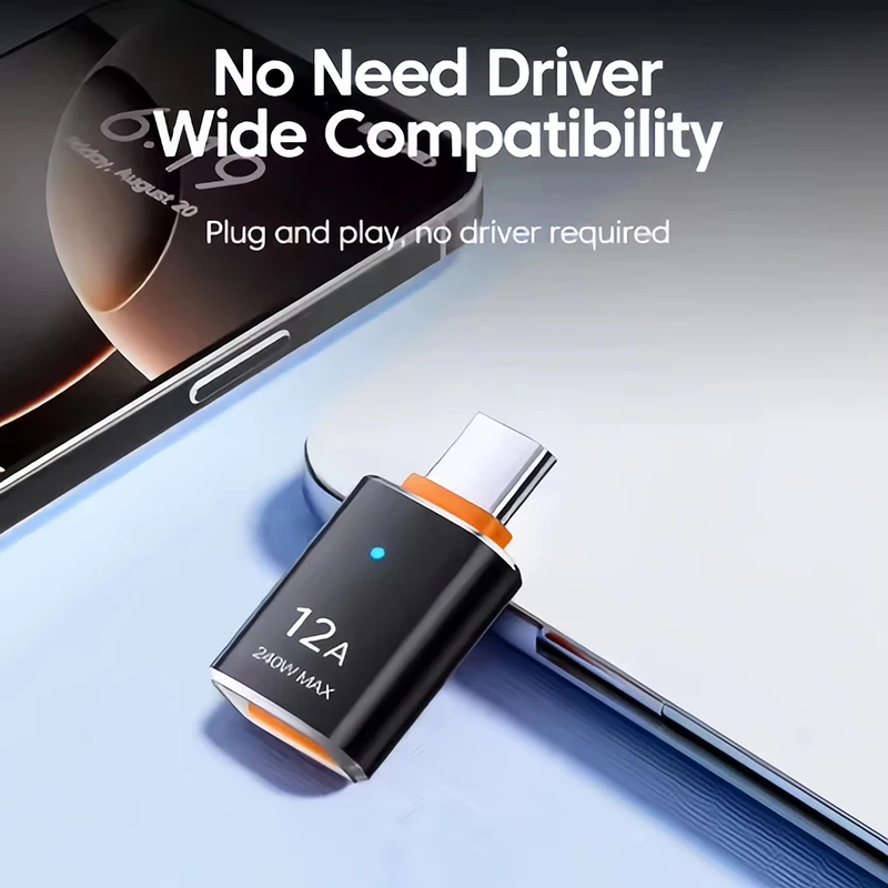Universal USB 3.0 to Type C LED Adapter - USB C Male to USB A Female Connector