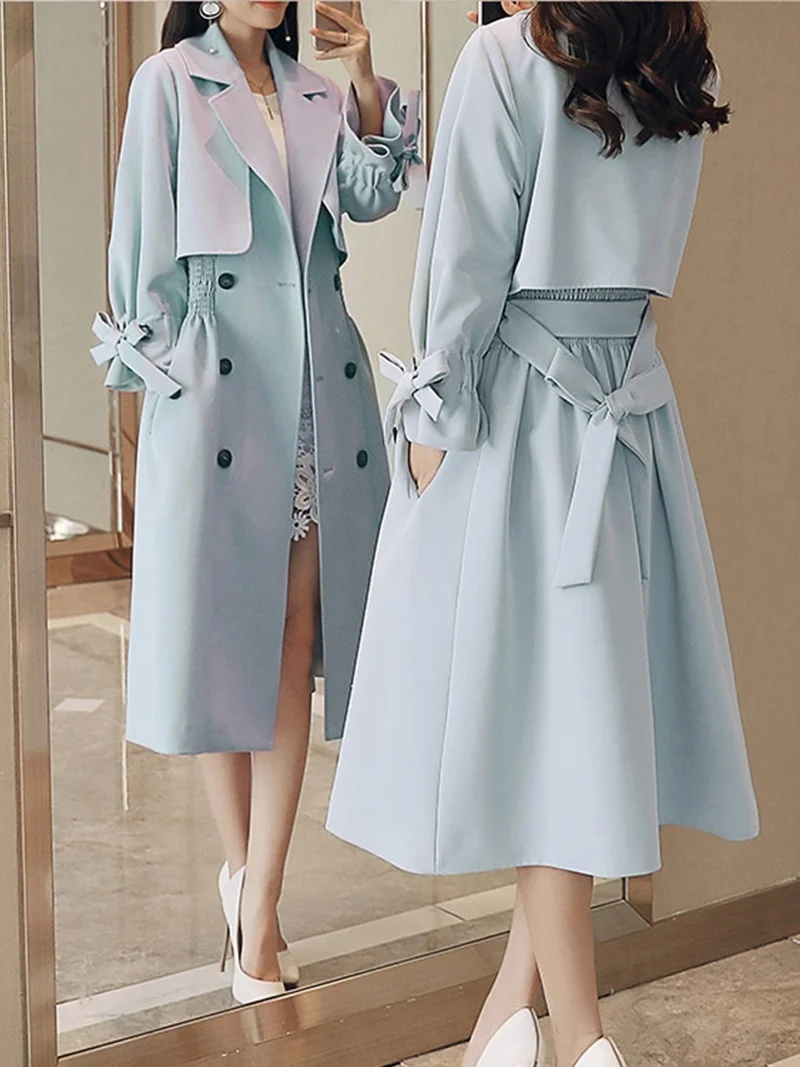 

Windbreaker Women's Mid length 2023 Spring and Autumn New Korean Version Slim Fit, Slim Waist Style, Over Knee Versatile Fashion