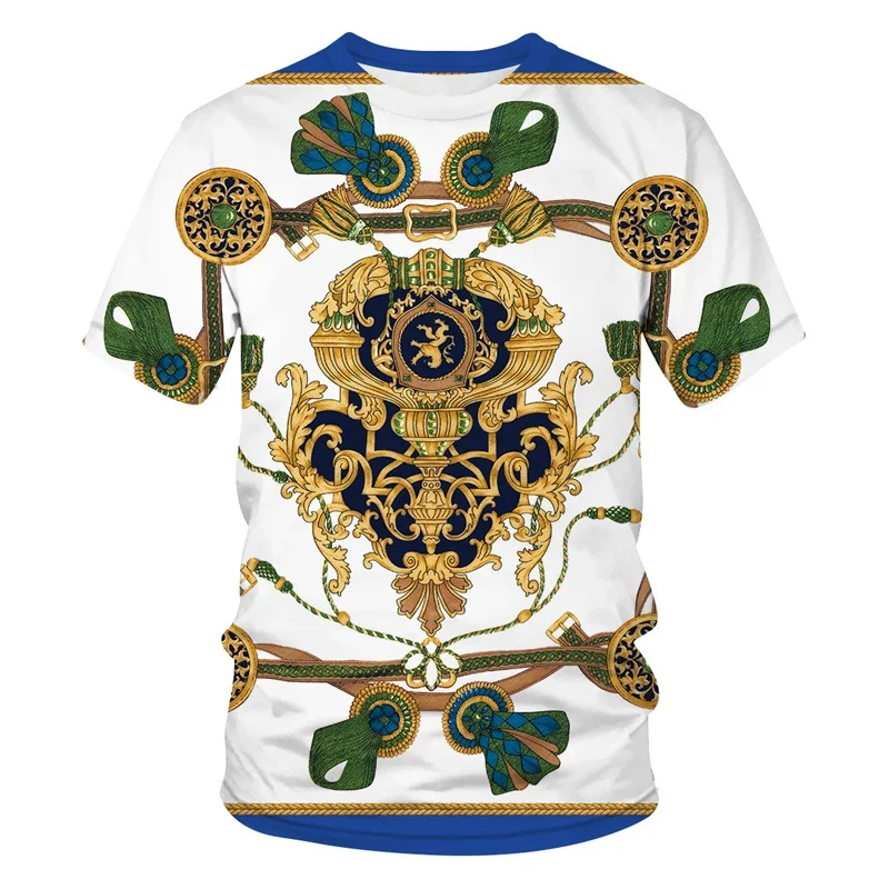 Luxus Barock Stil 3D Druck männer T-shirts Mode Rundhals Kurzarm Lose Tops Tees Übergroßen Männer Kleidung 6XL 2023 neue – Detail 25