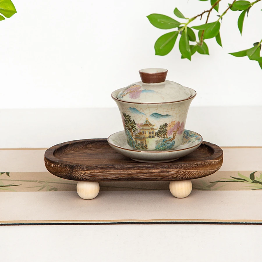 1pc Multi-functional Wooden Tray, Suitable for Aromatherapy, Key Storage, Etc. Elliptical Design