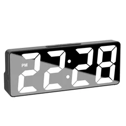 Modern LED Alarm Clock with Adjustable Brightness and Temperature Display (Black)