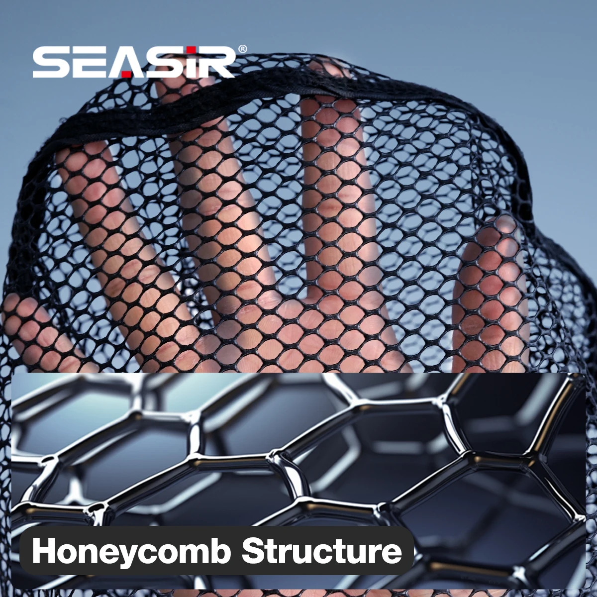 SEASIR Foldable Fishing Net with High-Elastic Steel Frame and ABS Grip, Includes Waterproof Storage Bag
