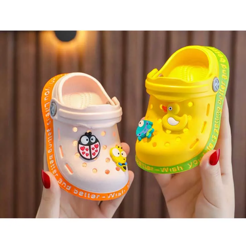 Summer Sandals kids Mules Baby Girls Boys Cartoon Baby Sandals Solid Flat Heels Cartoon Slippers Children's Garden Shoes