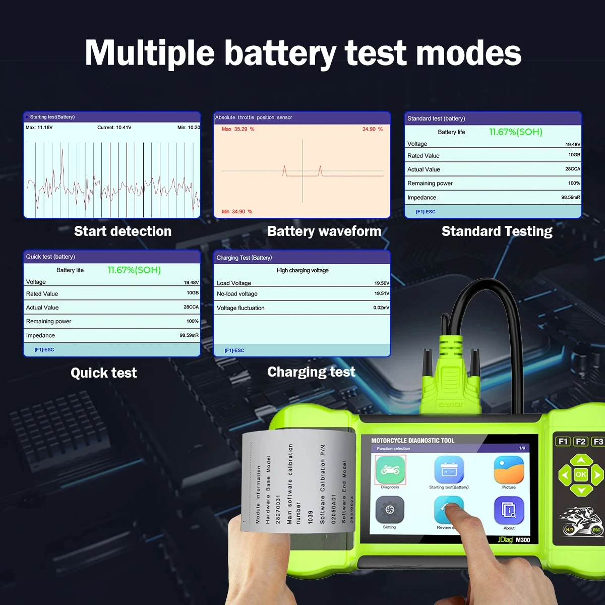 재고 JDiag M300 오토바이 진단 스캐너 도구, BMW Ducati Harley Honda Kaw용 ABS 엔진 재설정 오류 제거 서비스