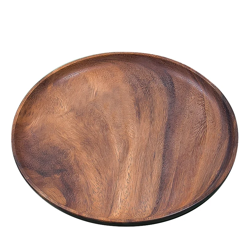 

Round Solid Wood Board Whole Acacia Wood Fruit Plate Wooden Saucer Tea Plate Dessert Dinner Breakfast Plate