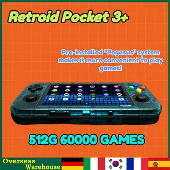 레트로이드 포켓 3 플러스 RP3.5 512G 70000 게임 콘솔, 레트로 휴대용 비디오 게임 콘솔, 4.7 인치 터치 스크린, HD 4G + 128G, 안드로이드 11