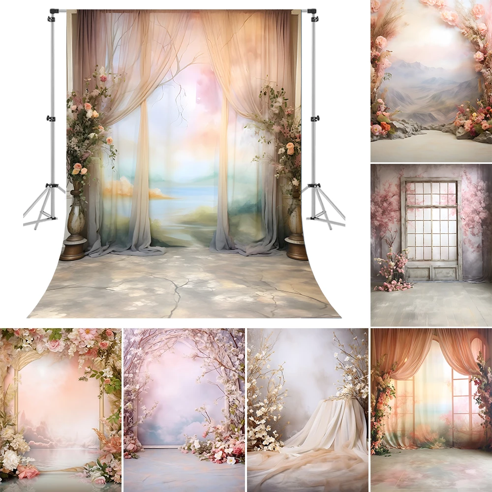 

Photography Background Vintage Palace Arch Wall Flower Adult Birthday Wedding Maternity Portrait Decor Backdrop Photo Studio