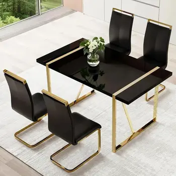 Gold Black Dining Set 1