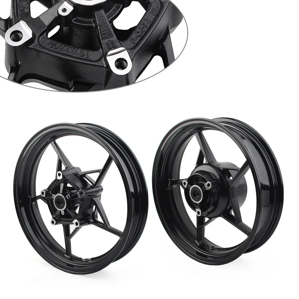 

Glossy Black Motorcycle Front + Rear Wheel Rims 2Pcs For Kawasaki Ninja 400 EX400 ABS 2018 2019 2020 2020 2021 2022 2023