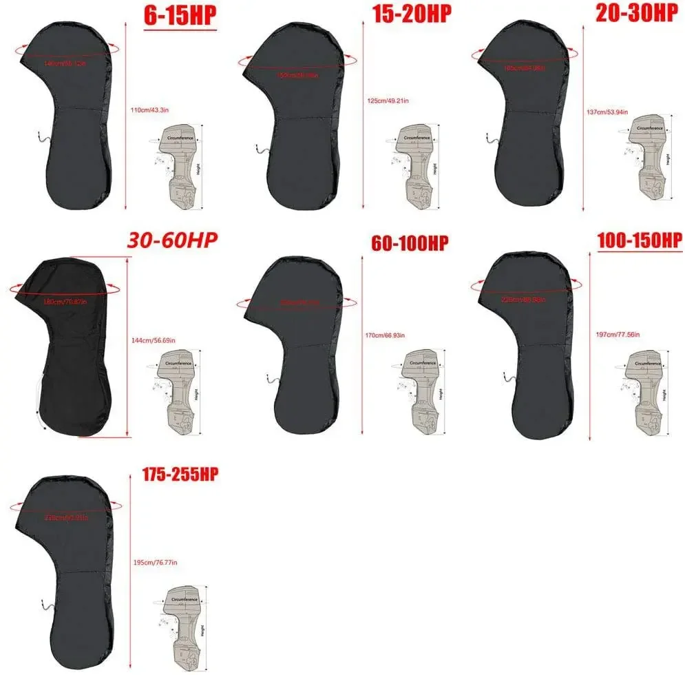 Outboard Motor Cover Oxford Cloth Boat Motor Protective Cover Waterproof and UV-proof Full Outboard Yacht Motor Cover Anti-crack Heavy Duty 600D