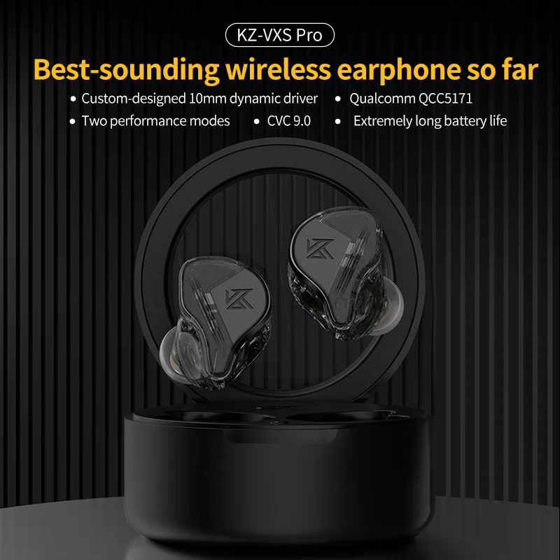KZ VXS Pro TWS Earphones 5.3 Bluetooth-compatible Hybrid HiFi Wireless Game Earbuds Touch Control Noise Cancelling Sport Headset wireless earphones wireless earbuds bluetooth earphones wireless bluetooth earphones wireless bluetooth headphones wireless headset