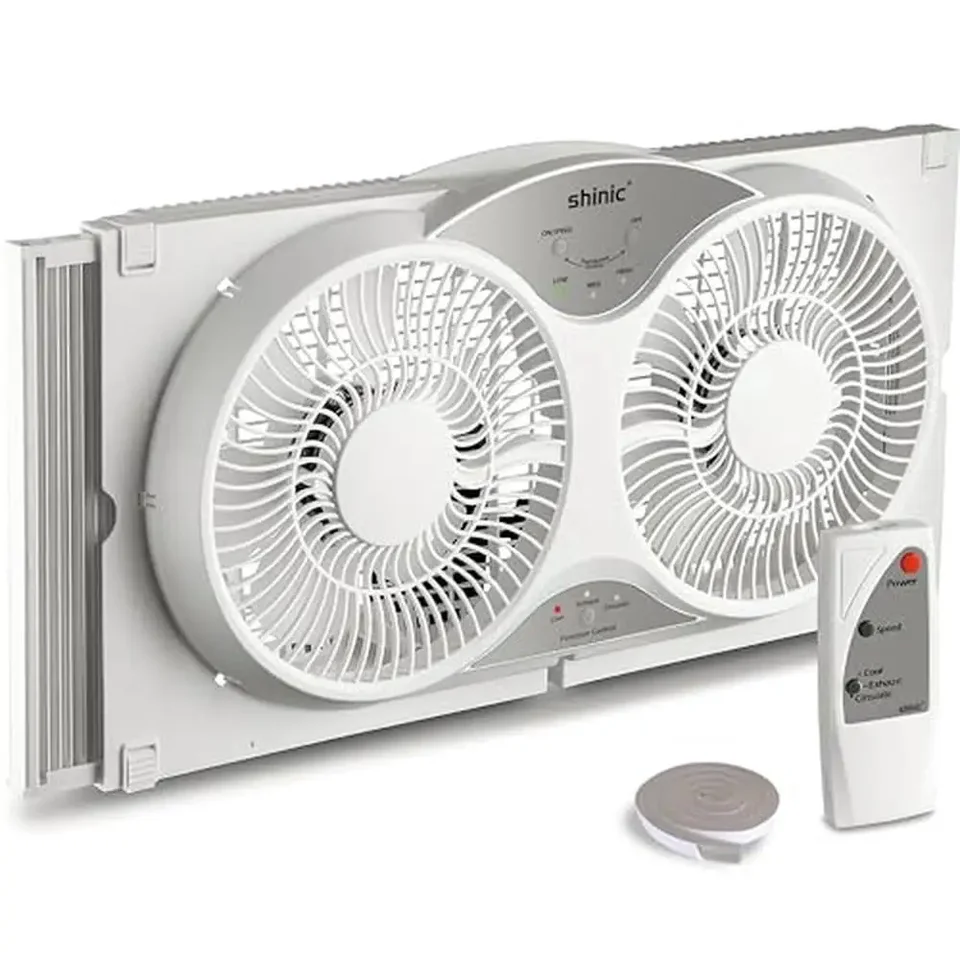 Remote Control Twin Window Fan with Reversible Airflow