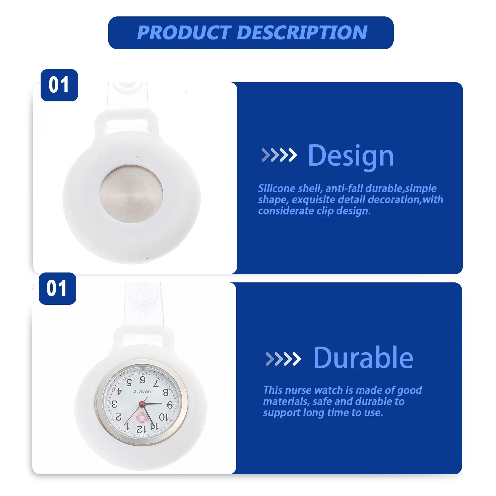 Watches Nurse Chest Multi-function Clip Clock Professional Badge Supply White Woman quartz watch pocket watch