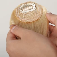 100% cheveux humains frange Clips dans Air frange frange postiche pour femmes platine blond Remy cheveux humains frange Extension de cheveux 4.5 pouces 4