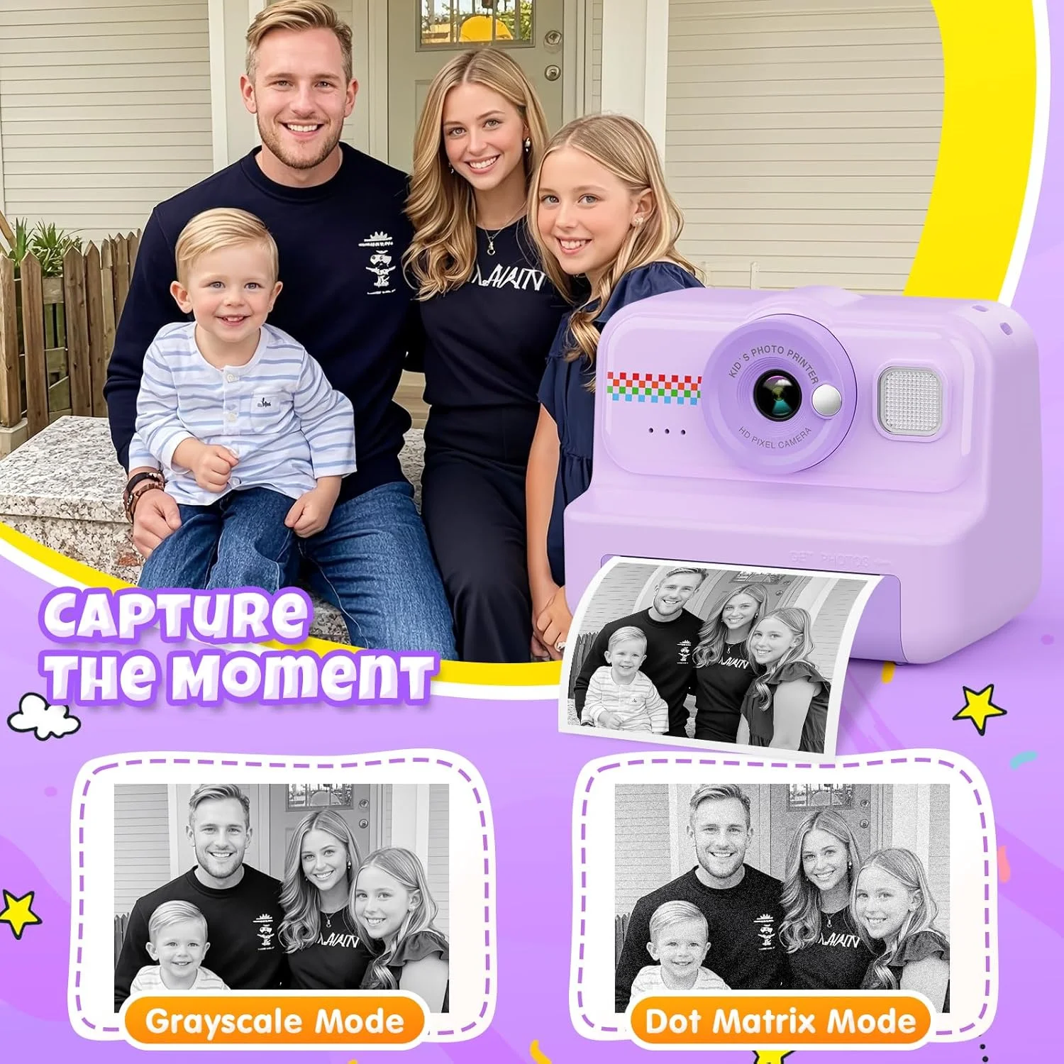 Digital Children Camera Photography Instant Print Photo 1080P HD Video Recorder Mini Thermal Printer Educational Birthday Gifts - 3