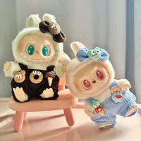 17cm Cute Mini Plush Doll'S Clothes Outfit Accessories For Korea Kpop Exo Labubu II Idol Dolls Skirt overalls suit Clothing DIY 2