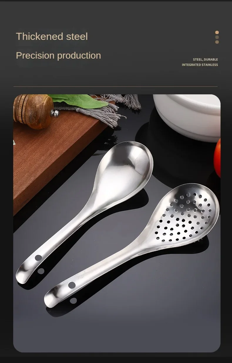 Description Picture 3 of item304 Stainless Steel Strainer Spoon Kitchen Colander Spoon Spoon Filter Strainer Food ScoopPerforated Skimmer Colander