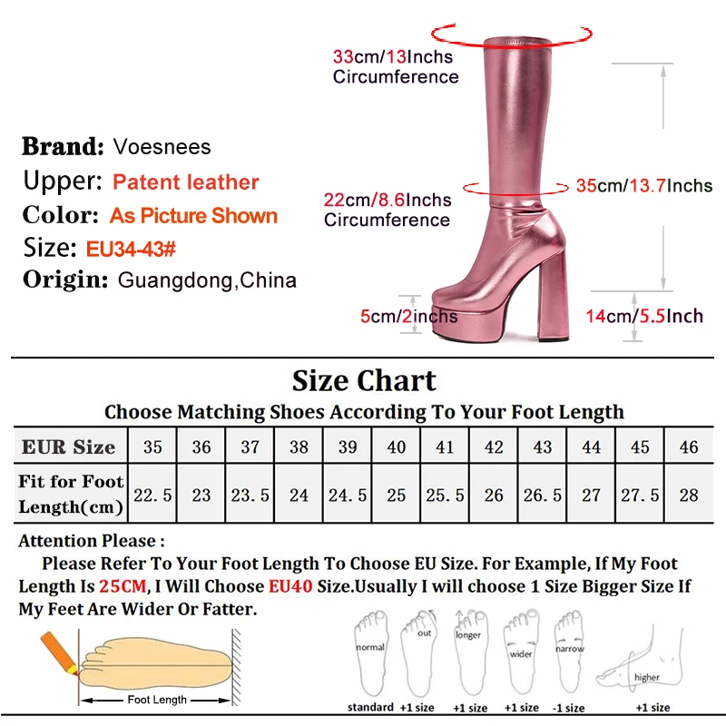 Fashion Square Head Boots Women Chunk Heels 5CM Platform Spring Autumn Long Shoes Large Size Elasticity Knee-High Boots Female