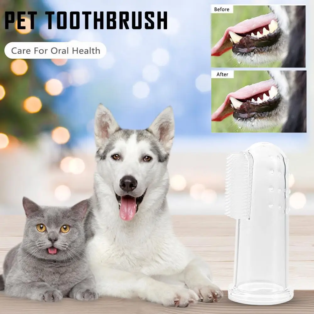 

Силиконовая зубная щетка на палец для собак, инструмент для чистки полости рта домашних животных, безопасные принадлежности для чистки зубов домашних животных, набор зубных щеток